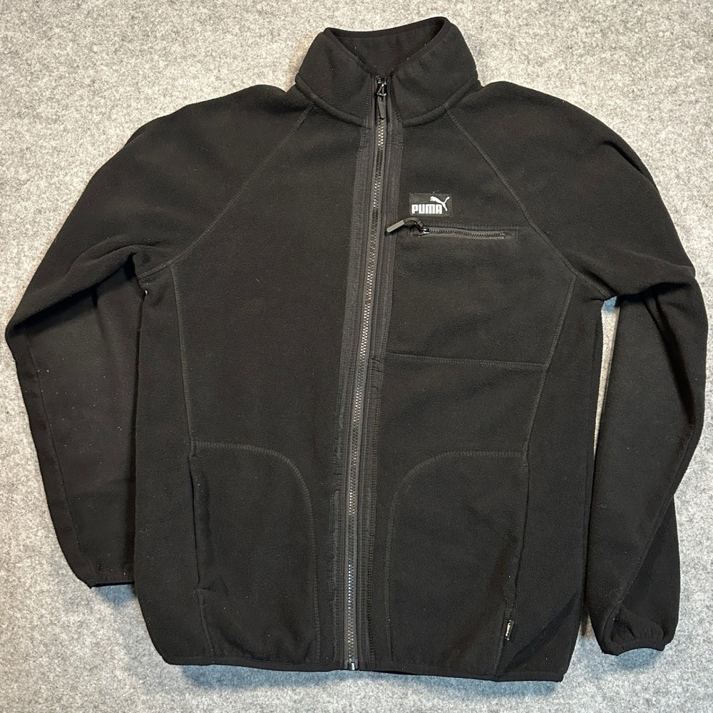 Puma Full Zip Fleece Jacket Small Black Soft Warm Activewear